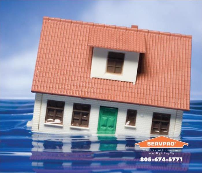 a picture of a house floating in water